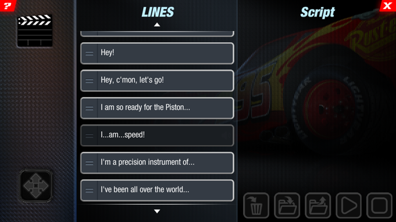 You can program Lightning McQueen with its phrases and animations.