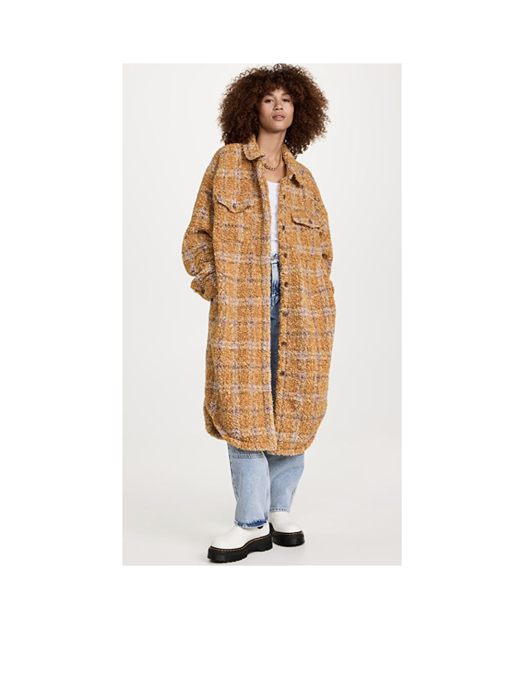 11) Long Plaid Sherpa Shacket