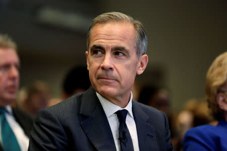 Governor of the Bank of England Mark Carney sits before delivering the Michel Camdessus Central Banking Lecture at the the International Monetary Fund in Washington, U.S., September 18, 2017. REUTERS/Joshua Roberts