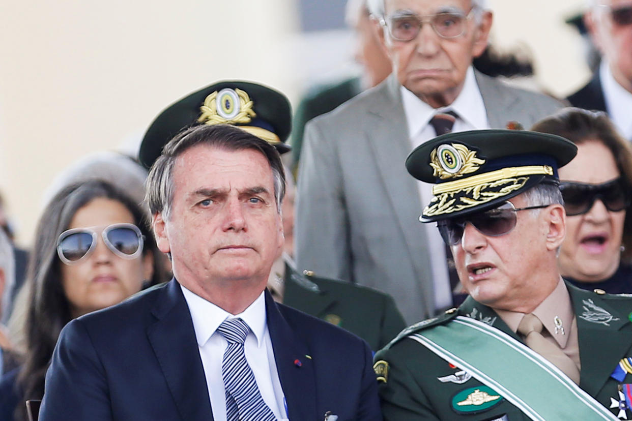 Brazil's President Jair Bolsonaro looks on during a Soldier's Day ceremony, in Brasilia, Brazil August 23, 2019. REUTERS/Adriano Machado