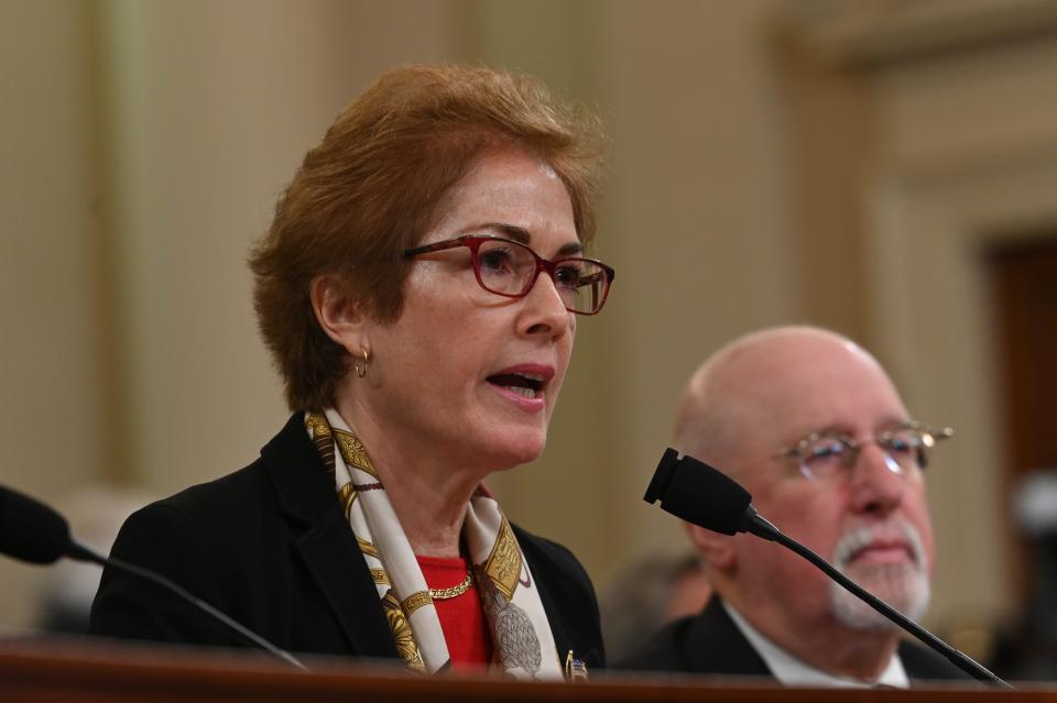 Former Ukraine ambassador Marie Yovanovitch testifies before the House Intelligence Committee on Nov. 15, 2019, in the impeachment inquiry against President Donald Trump.