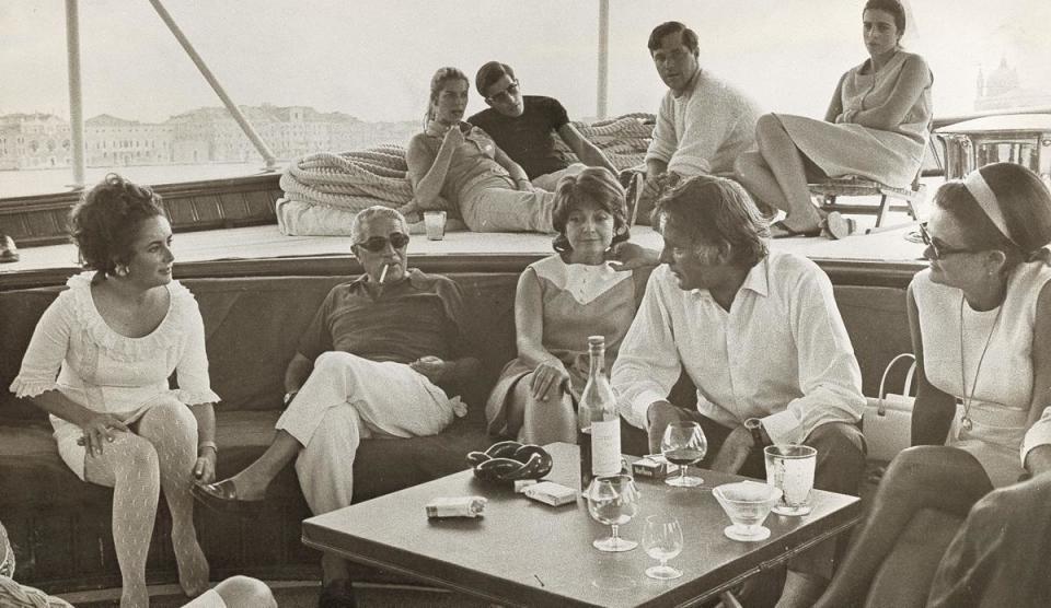 Aristotle Onassis entertaining guests including Elizabeth Taylor and Richard Burton (Quasar Expeditions)