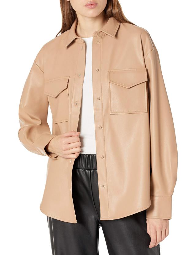 IRENE SILKY LEATHER SHIRT JACKET ブラウン新品 【送料無料/即納