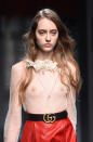 It was Gucci designer Alessandro Michele’s first show, after a dramatic employee shuffle at the storied Italian brand, so his first model had to be perfect. He chose Russian model Lia Pavlova. Pavlova’s quirky looks embodied the slightly offbeat and romantic collection, and her big eyes and narrow face suggest a touch of androgyny.