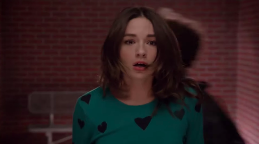 Crystal Reed looking surprised on "Teen Wolf"