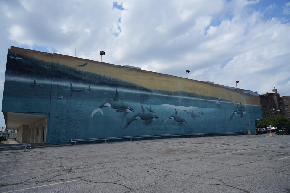 Orca's Passage 1997 mural by Robert Wyland on Tuesday, July 5, 2022 in Indianapolis. 