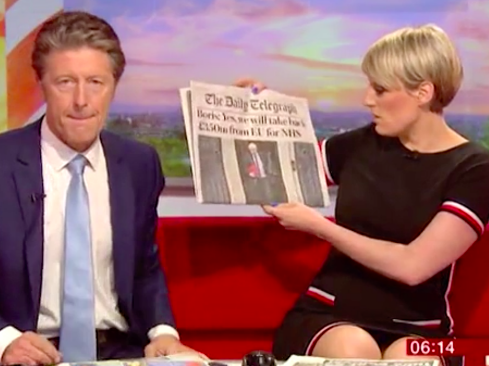 Charlie Stayt looked awkward. Source: BBC Breakfast