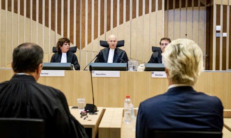 Three judges are hearing the case against Wilders, 53, on charges of insulting a racial group and inciting racial hatred