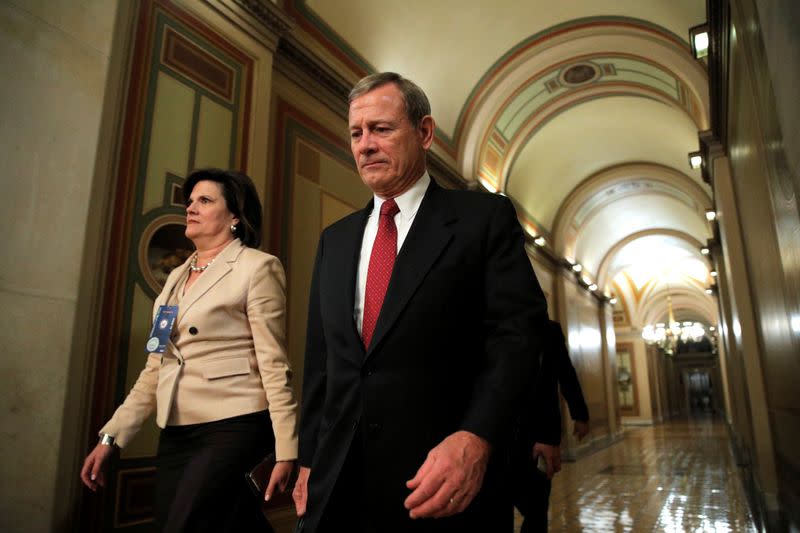 Chief Justice of the United States Roberts departs the Trump impeachment trial in Washington