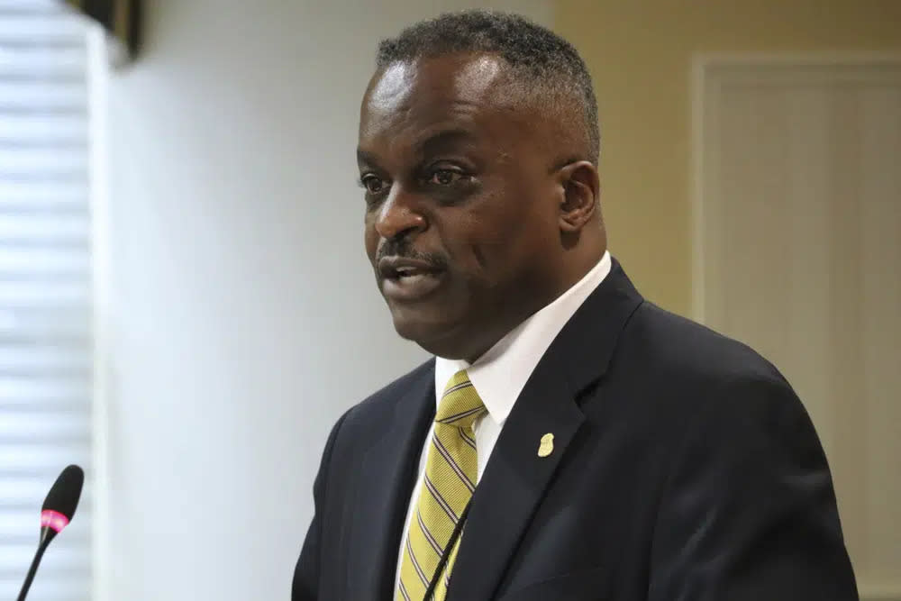 Acting Maryland State Police Superintendent Roland Butler speaks to the Maryland Senate Executive Nominations Committee during his confirmation hearing, Monday, March 27, 2023, in Annapolis, Md. (AP Photo/Brian Witte, File)