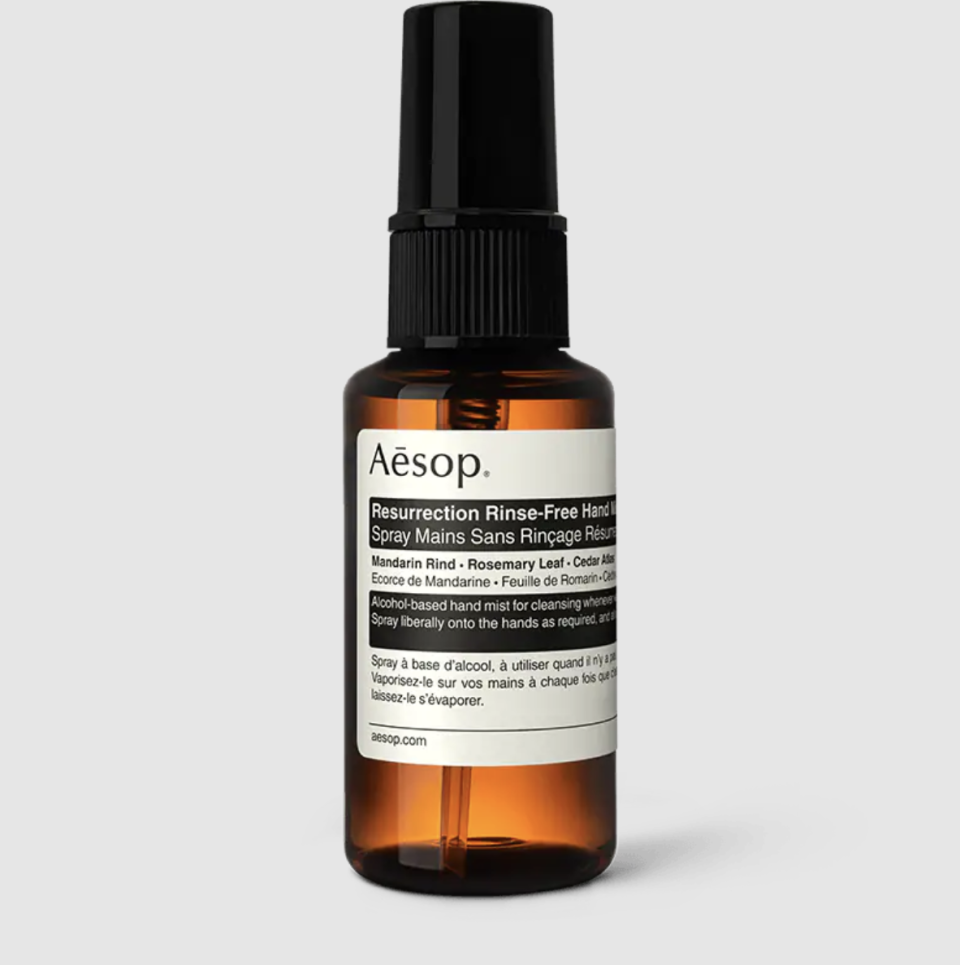 <p><a href="https://go.redirectingat.com?id=74968X1596630&url=https%3A%2F%2Fwww.aesop.com%2Fus%2Fp%2Fbody-hand%2Fhand%2Fresurrection-rinse-free-hand-mist%2F&sref=https%3A%2F%2Fwww.harpersbazaar.com%2Fbeauty%2Fhealth%2Fa44729130%2Ftake-the-edge-off-brooke-shields%2F" rel="nofollow noopener" target="_blank" data-ylk="slk:Shop Now;elm:context_link;itc:0;sec:content-canvas" class="link ">Shop Now</a></p><p>Resurrection Rinse-Free Hand Mist</p><p>$13.00</p><p>Aesop</p><span class="copyright">Aesop</span>