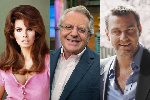 Raquel Welch, Jerry Springer, Ray Stevenson - Credit: Herbert Dorfman/Corbis/Getty Images; Howard Simmons/NY Daily News Archive/Getty Images; RAI fiction/Getty Images;