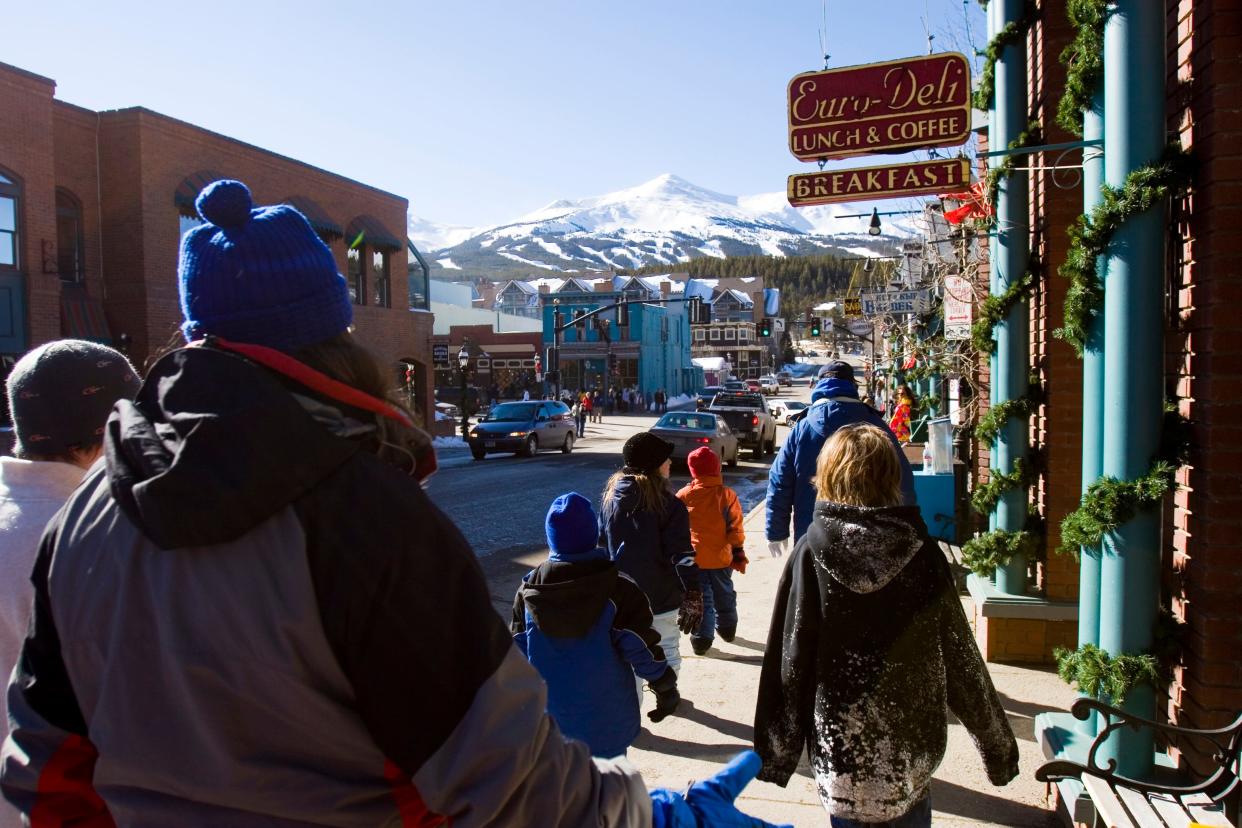 Visitors in Breckenridge take a break from the slopes to do some shopping downtown.