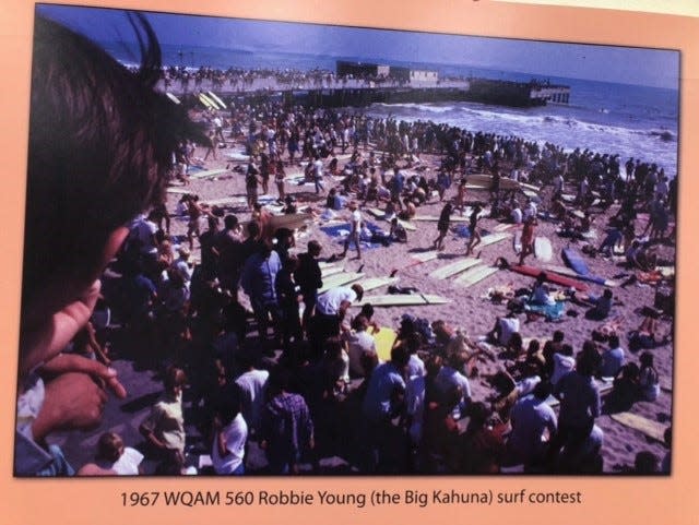 South Beach and its famed pier was crowded during the WQAM-sponsored Big Kahuna surf contest in 1967. The “Surfing Miami” exhibit at the Florida Surf Museum in Cocoa Beach is on display through March with a grand opening celebration from 7-9 p.m. on Dec. 11.