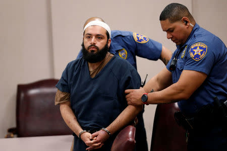 FILE PHOTO: Ahmad Khan Rahimi, an Afghan-born U.S. citizen accused of planting bombs in New York and New Jersey, appears in Union County Superior Court for a hearing in Elizabeth, New Jersey, U.S., May 15, 2017. REUTERS/Mike Segar/File Photo