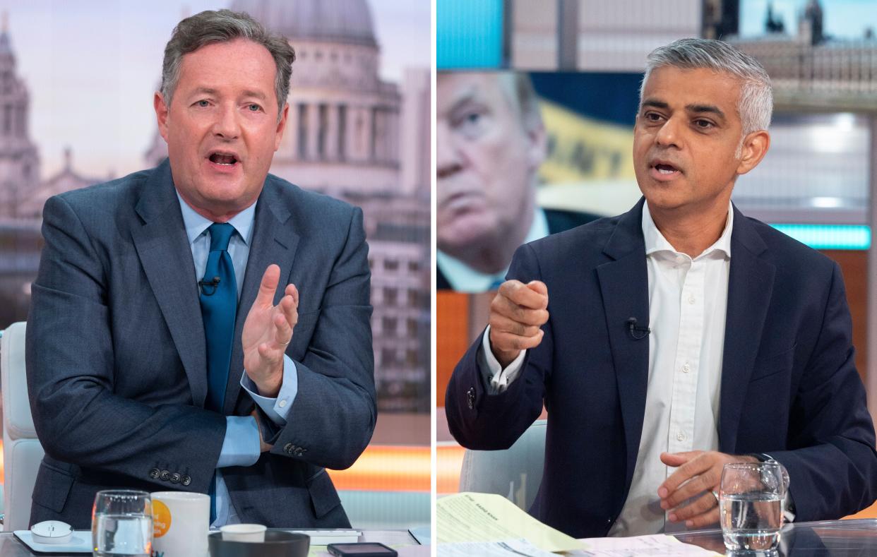 Piers Morgan and Sadiq Khan engage in heated debate over Donald Trump’s visit to the UK. (REX)