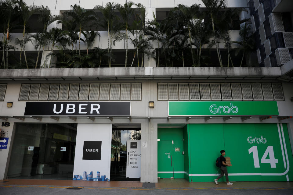 A view of Uber and Grab offices in Singapore March 26, 2018. PHOTO: REUTERS/Edgar Su