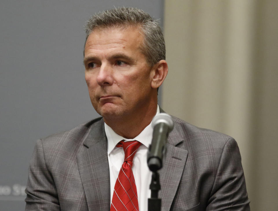 Urban Meyer got hefty applause entering Ohio Stadium. (AP Photo/Paul Vernon, File)