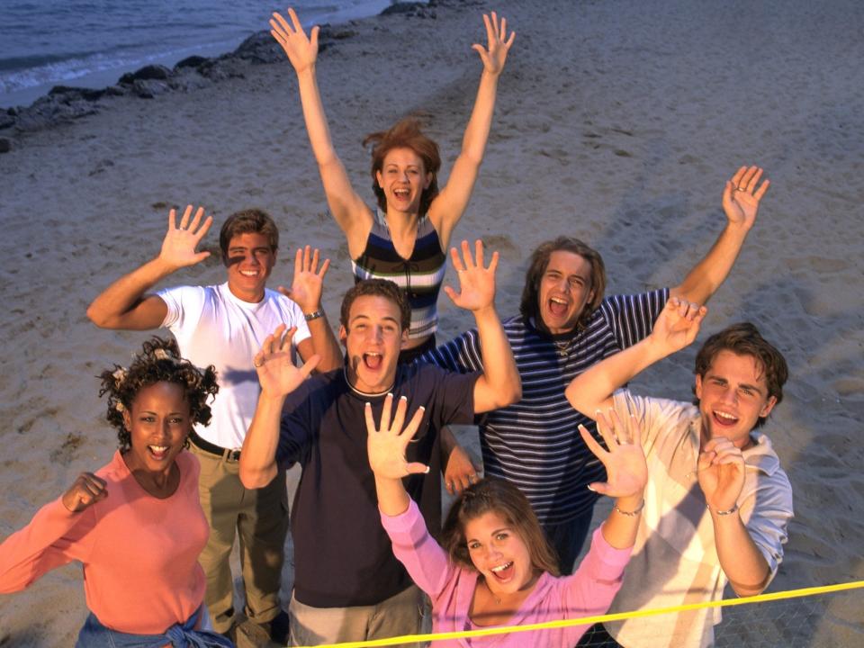 The cast of "Boy Meets World" photographed for a promotional photoshoot.