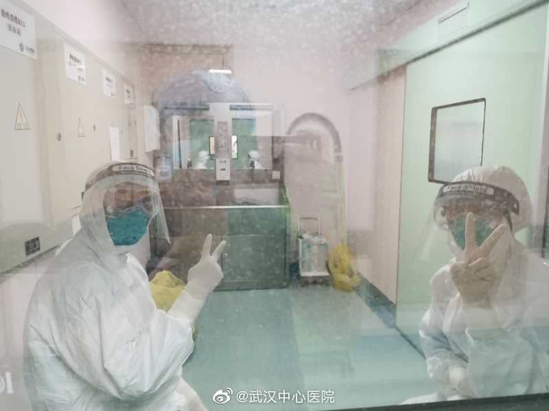 Picture uploaded to social media on January 25, 2020 by the Central Hospital of Wuhan show medical staff, in Wuhan, China