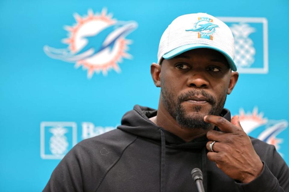 Brian Flores has a path to legal victory vs. the NFL, according to Colin Kaepernick's attorney. But he must avoid one thing first and foremost. (David Santiago/Miami Herald/Tribune News Service via Getty Images)