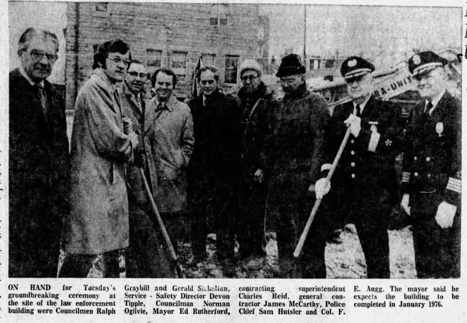 A clipping from the Feb. 5, 1975 Lancaster Eagle-Gazette that shows the official groundbreaking ceremony for the new law enforcement building that was expected be completed by January 1976.