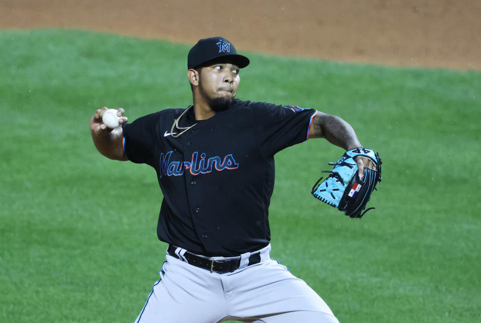 Miami Marlins rookie Humberto Mejia pitched well in his unexpected debut against the New York Mets (Photo by Al Bello/Getty Images)