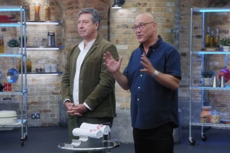 The MasterChef hosts explain the salad task to contestants