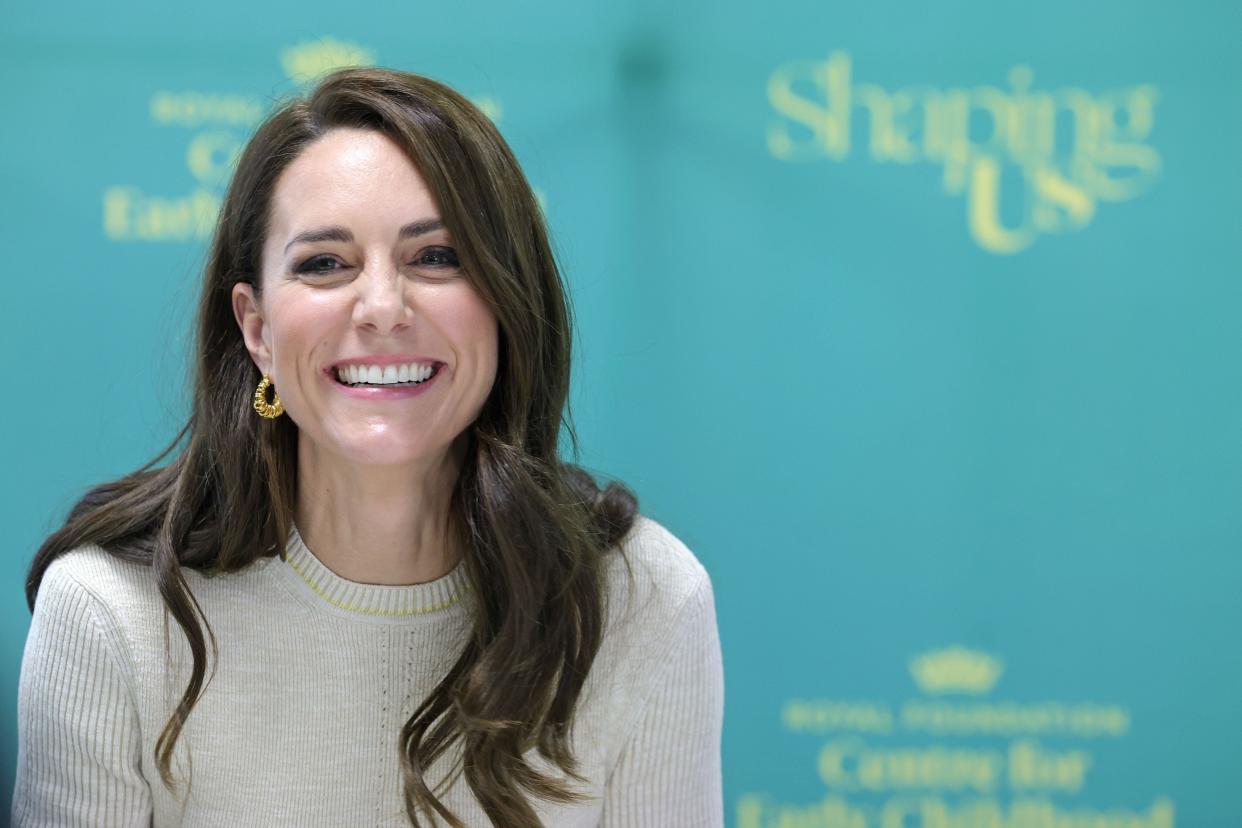 The Princess of Wales joins students on the Childhood Studies BA at the University of Leeds, West Yorkshire, which focuses on a broad approach to early childhood development, during her visit to the city for the launch of the Shaping Us campaign to raise awareness of the unique importance of early childhood. Picture date: Tuesday January 31, 2023.