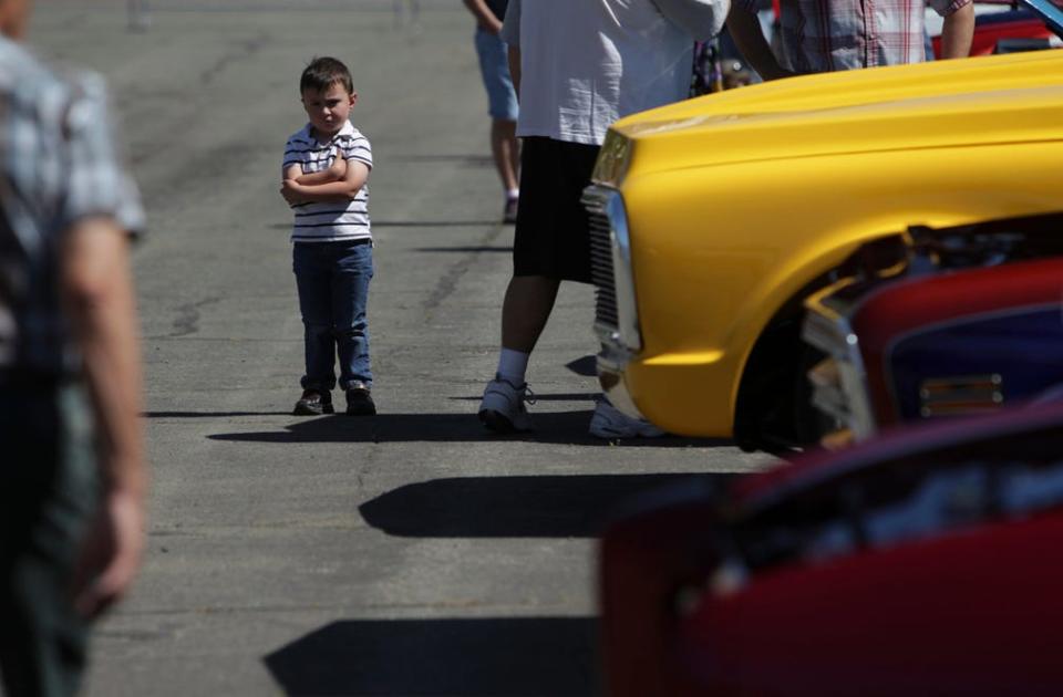Hunter Carmack, 4 visited the Cross Petroleum show and shine, Wednesday with his grandfather, Conrad Rosenstiel of Los Angeles and uncle, Rober Rosenthiel of Redding.