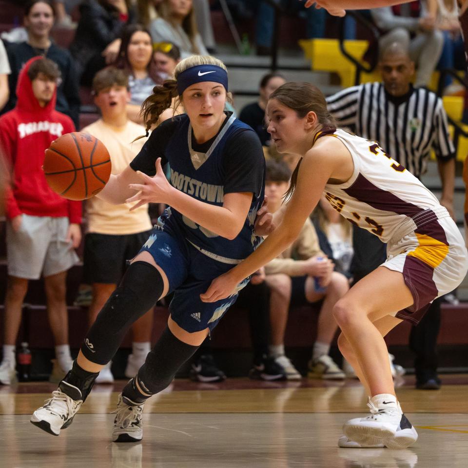 Rootstown sophomore Nadia Lough drives to the basket during Wednesday night's game at Southeast High School.