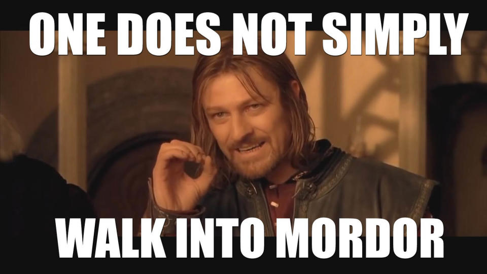 Infamous meme of Sean Bean from The Fellowship of the Ring.