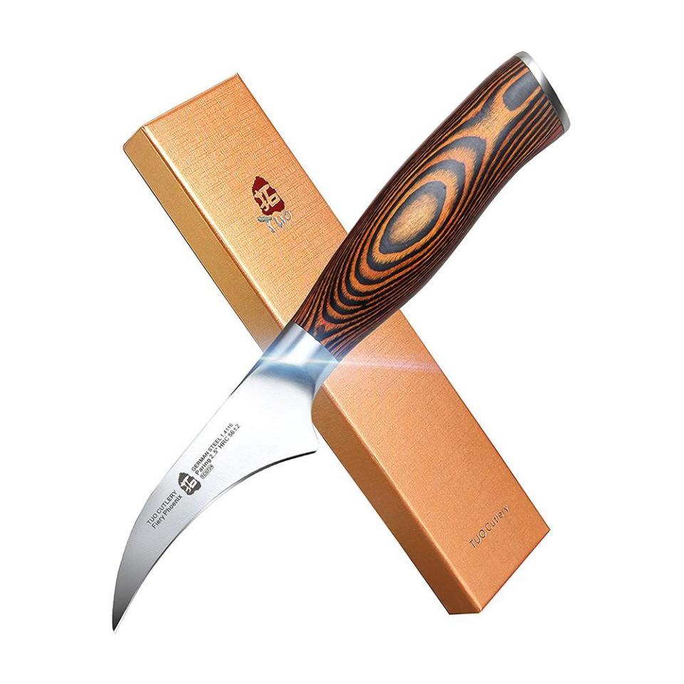 6) TUO Bird-Beak Paring Knife, Handy Peeling Knife