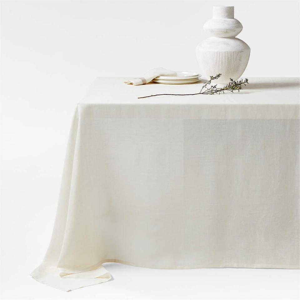 14) Insieme 104"x144" Oversized Linen Tablecloth by Athena Calderone