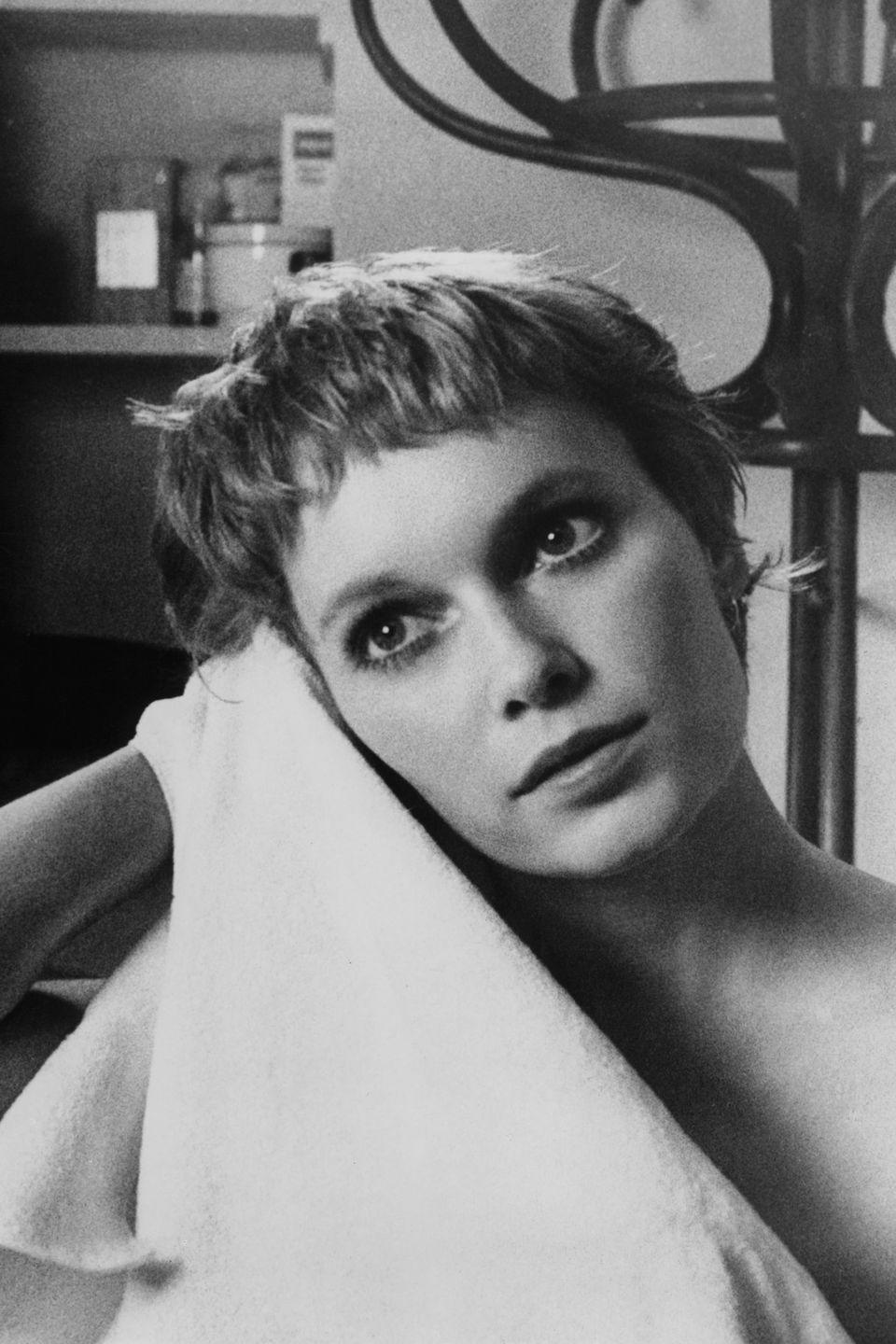 <p>Farrow dries off in a scene for <em>John and Mary</em>. Farrow costarred in the romantic drama with Dustin Hoffman, and it was directed by Peter Yates.</p>