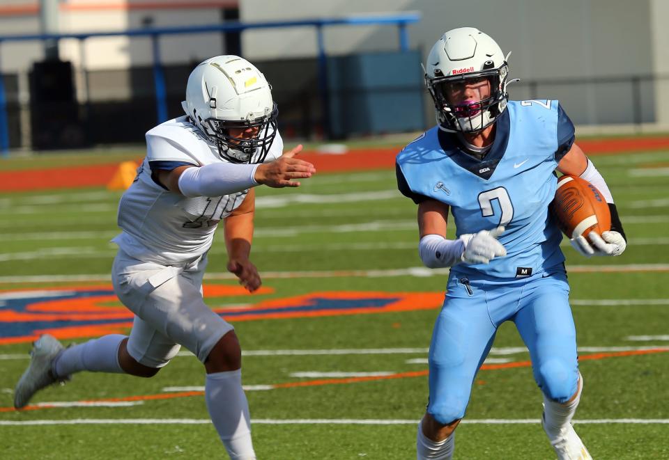 Action from the spring football jamboree at Bradenton Christian School with Out-of-Door Academy and Oasis High on Thursday, May 18, 2023, in Bradenton.