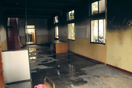 A view inside the Noor Jummah Mosque, which had its first floor firebombed in Digana, Sri Lanka March 17, 2018. REUTERS/Tom Allard