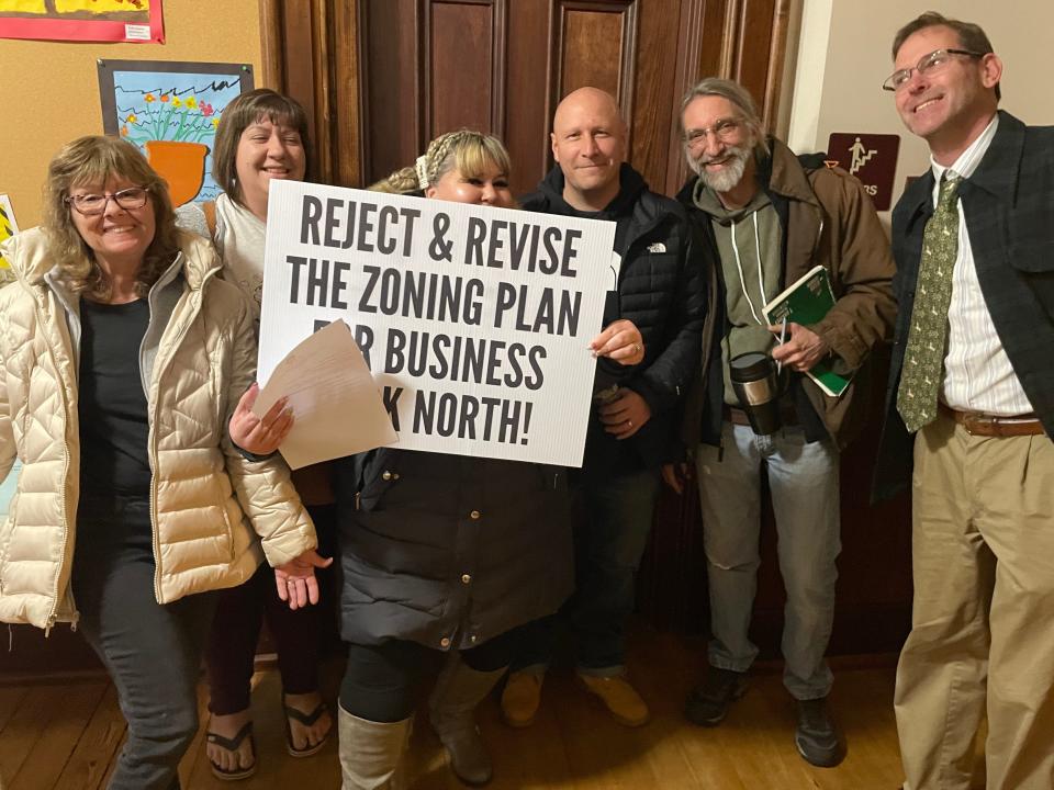 Just some of the neighbors from Occum that appeared at Tuesday night's city council meeting, where zoning needed for the controversial Business Park North was defeated.