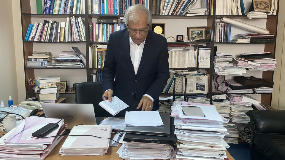 Khalil Shikaki, director of the Palestinian Center for Policy and Survey Research, in his office in Ramallah. - Abeer Salman/CNN