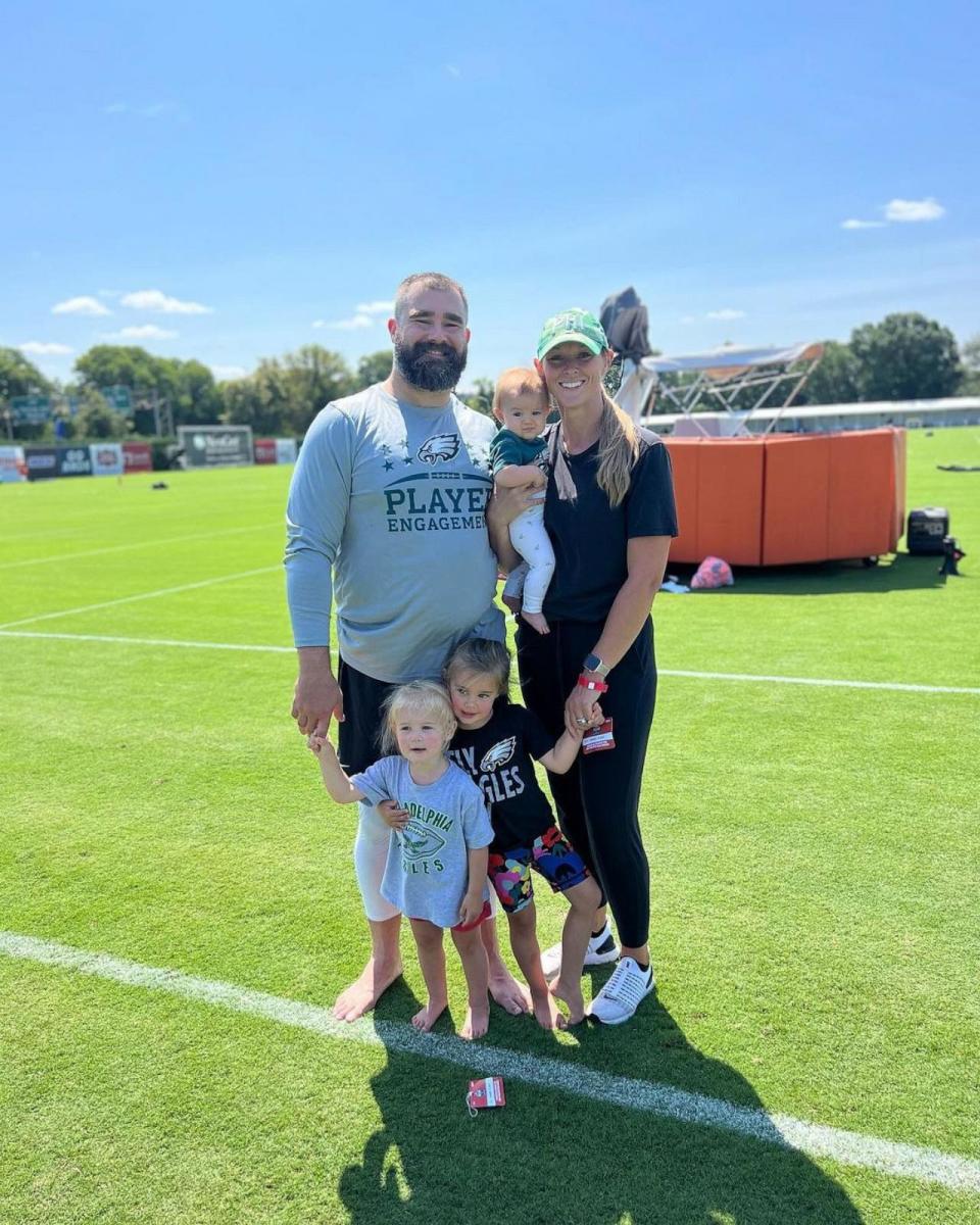 PHOTO: Jason and Kylie Kelce are seen with their children in this image posted to their respective Instagram accounts. (Jason and Kylie Kelce via Instagram)