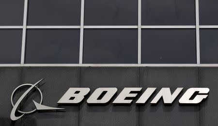 The Boeing logo is seen at their headquarters in Chicago, in this file photo taken April 24, 2013. REUTERS/Jim Young/Files