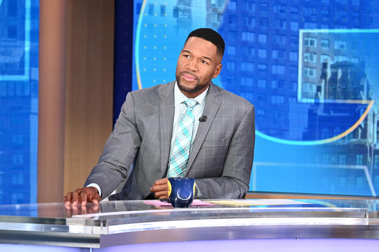 Michael Strahan returns to Good Morning America after nearly three week absence for personal reasons.  