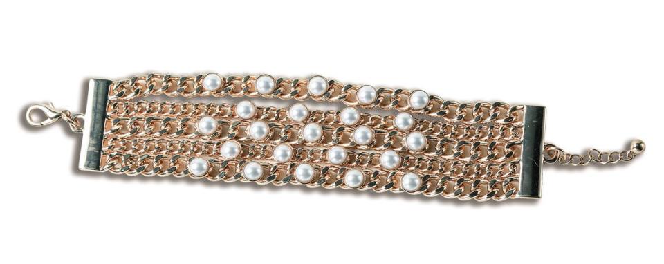 FOREVER 21金色珍珠裝飾手環；約NT$400。