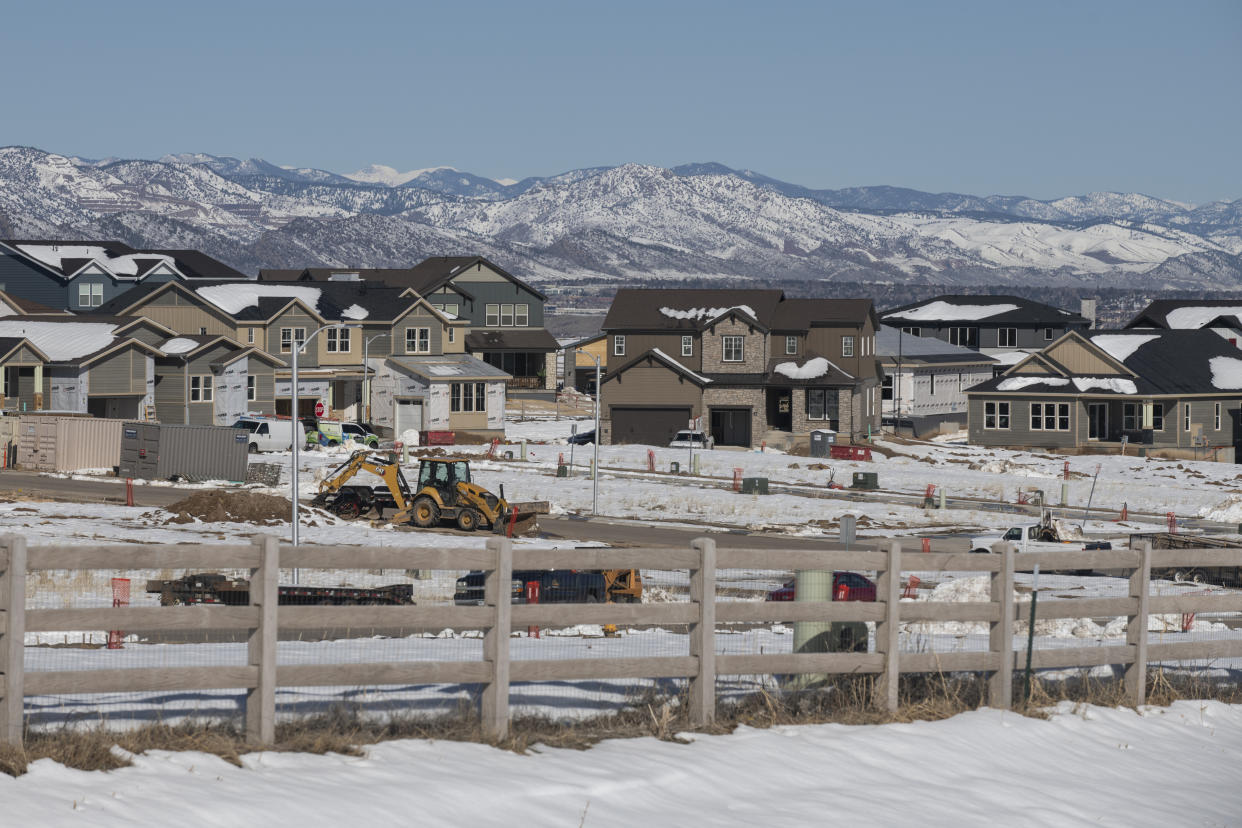 New homes in a planned community in Littleton, Colo. on March 19, 2024. (Rachel Woolf/The New York Times)