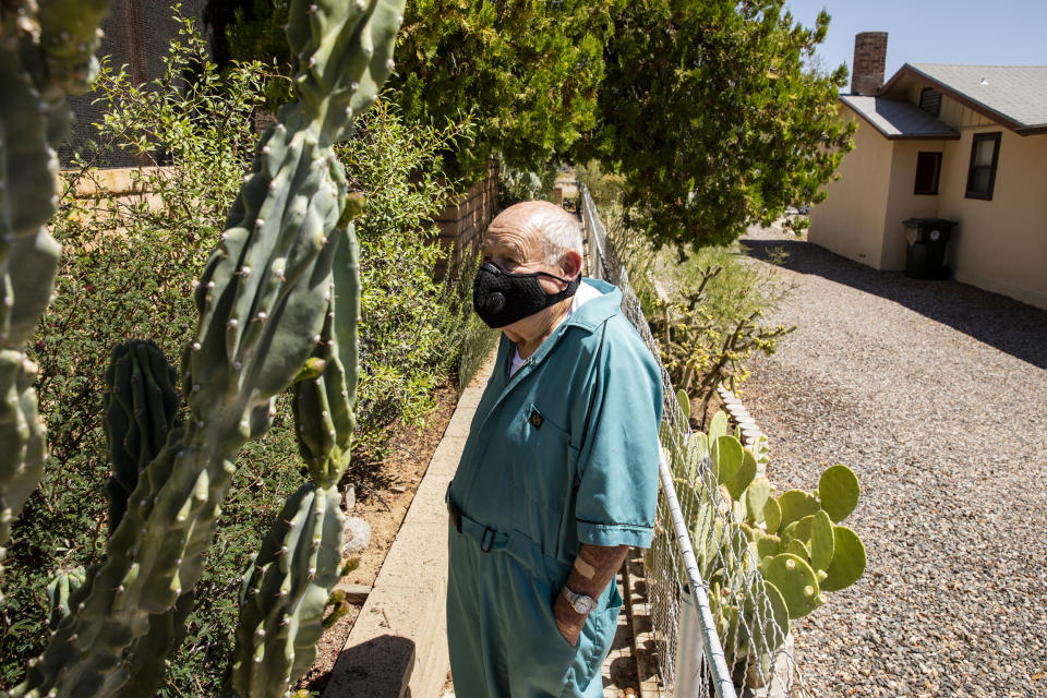 Image: Eddie Pattillo in his backyard garden (Joe Buglewicz / for NBC News)
