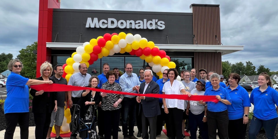 Photos from the ribbon cutting of the Mayfield Heights, OH McDonald’s from the restaurant’s grand re-opening on July 6, 2022. (Courtesy Tony Philiou / McDonald's)