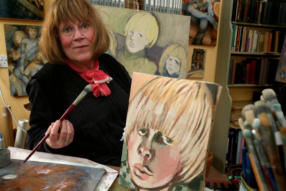 Boris Johnson is pictured in the foreground, and visible in the painting in the centre are his siblings Rachel and Leo as children - Julian Simmonds