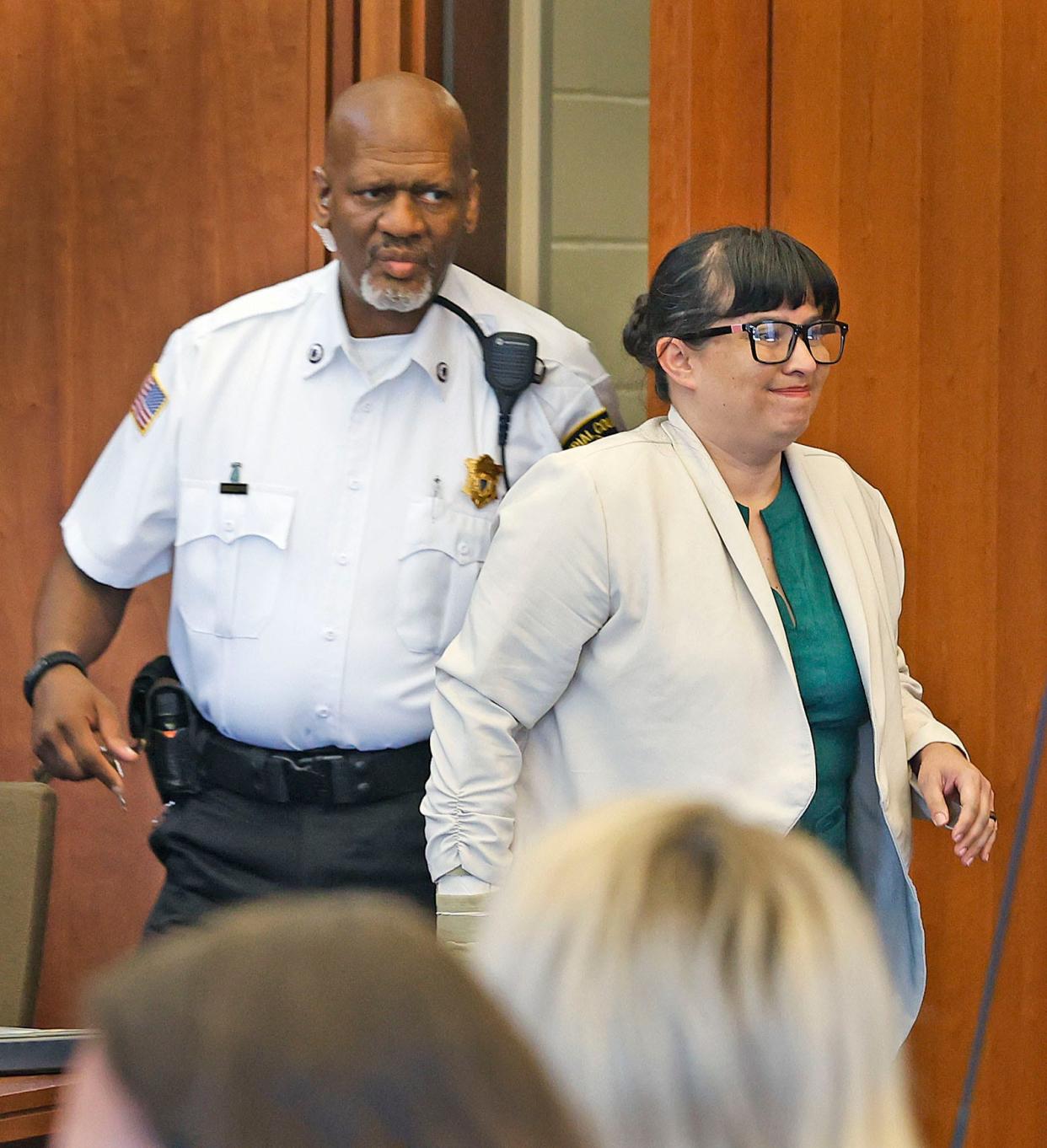 Christina Ricci smiles at her family as she enters court.

The Christina Rica murder trail goes to the jury. Ricci is accused of stabbing her husband Michael to death in 2021 at their Marshfield home. Thursday August 1, 2024