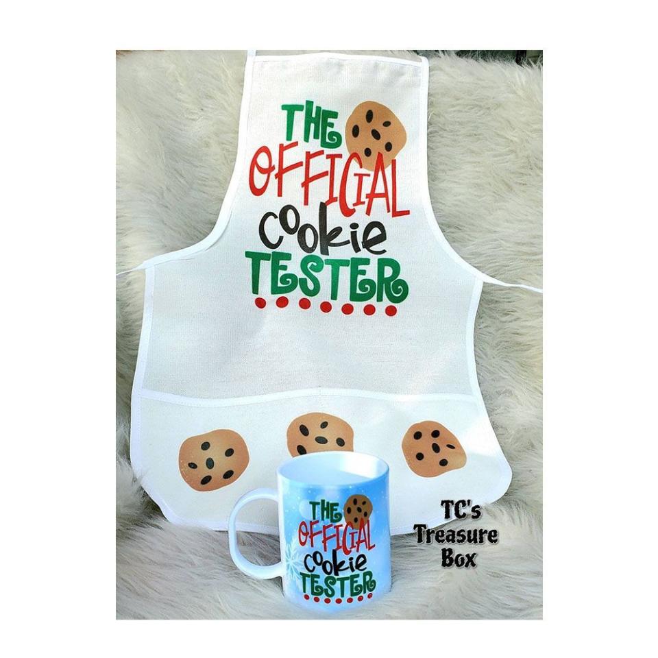 6) TCTreasureBox Official Cookie Tester Apron and Mug Set