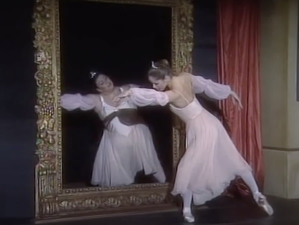 Darcey Bussell dancing alongside a tutu-clad Dawn French in an episode of ‘The Vicar of Dibley’ (BBC)